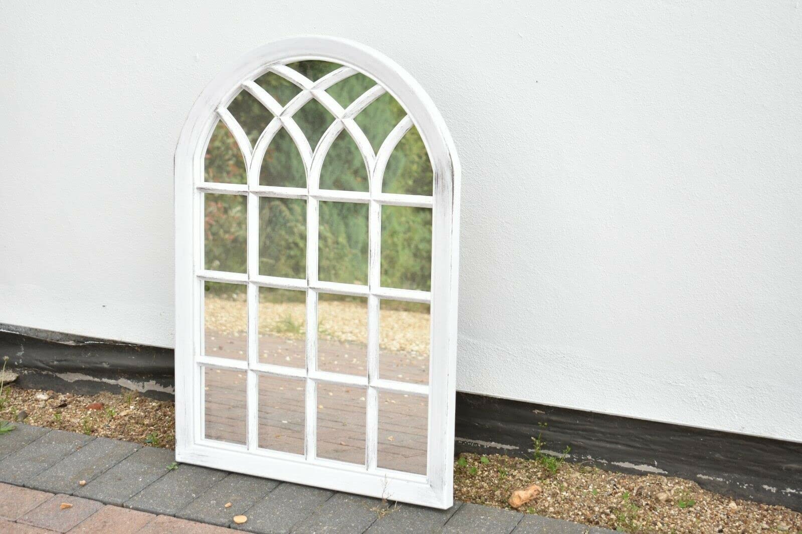 DEENZ White Rustic Soho Window Style Mirror Elegant Vintage Hallway Mirror 50.5X71X2.5Cm