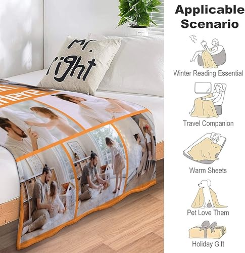 Miniatura 4 de Manta personalizada con fotos, texto, manta personalizada de collage de fotos para mamá, papá, familia, perro, niños, adultos y amigos, regalo