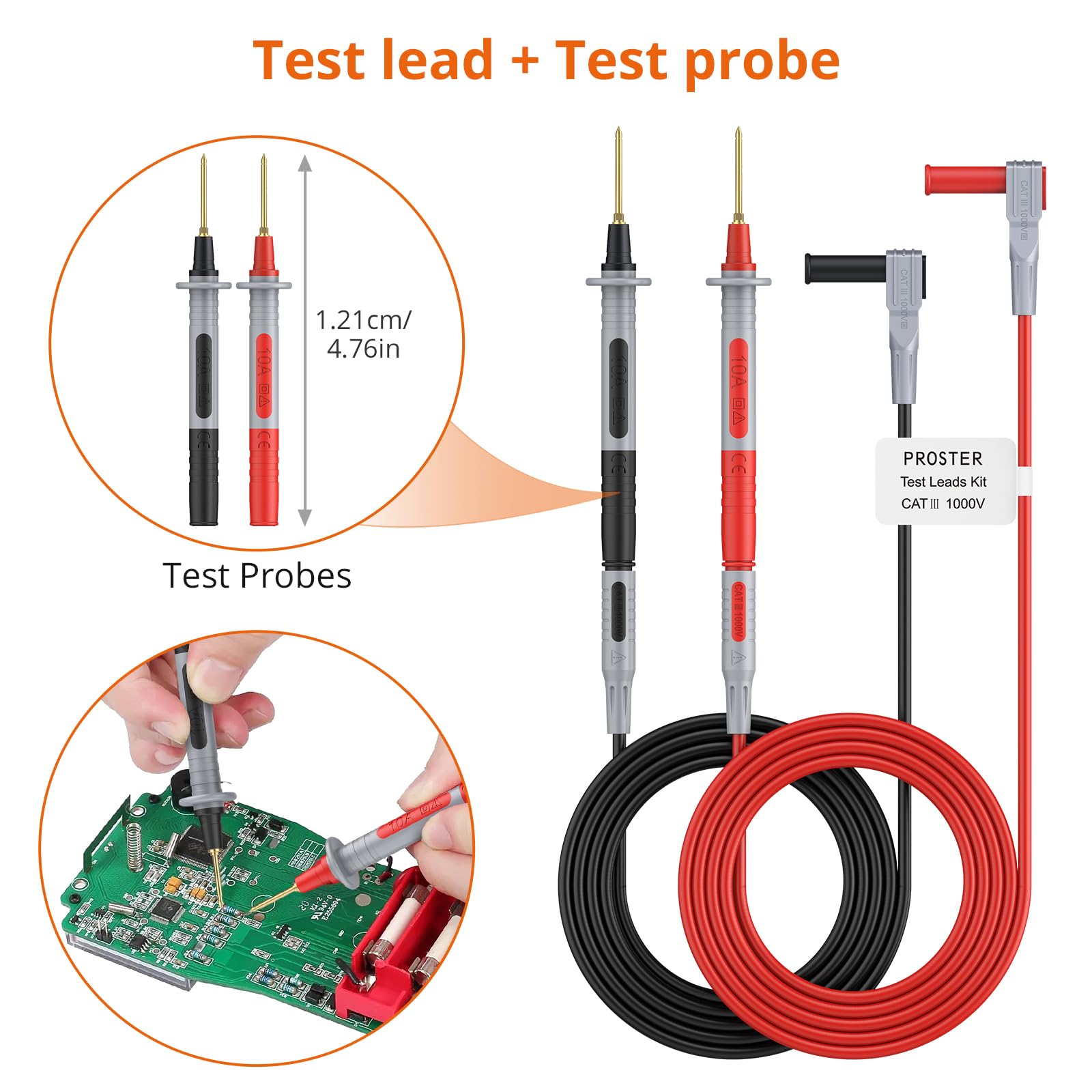 Proster Multimeter Test Leads Kit, 27 in 1 Multi Meter Lead Set including Replaceable Gold-Plated Probes & Banana Plug - Image 2