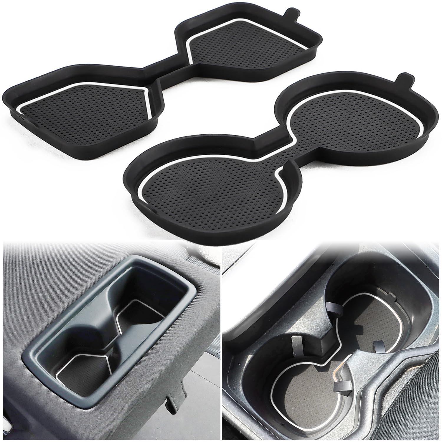 Auovo 3D Cup Holder Inserts Coaster Compatible with Toyota RAV4 Accessories 2025 2024 2023 2022 2021 2020 2019 Silicone Cup Mat Pad Interior Decoration (White Trim, 2-pcs kit)