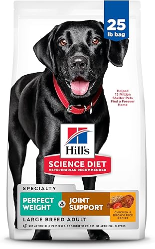 Hill's Science Diet Perfect Weight & Joint Support - Alimento seco para perros adultos de raza grande, 1-5, proteína de calidad para control de peso