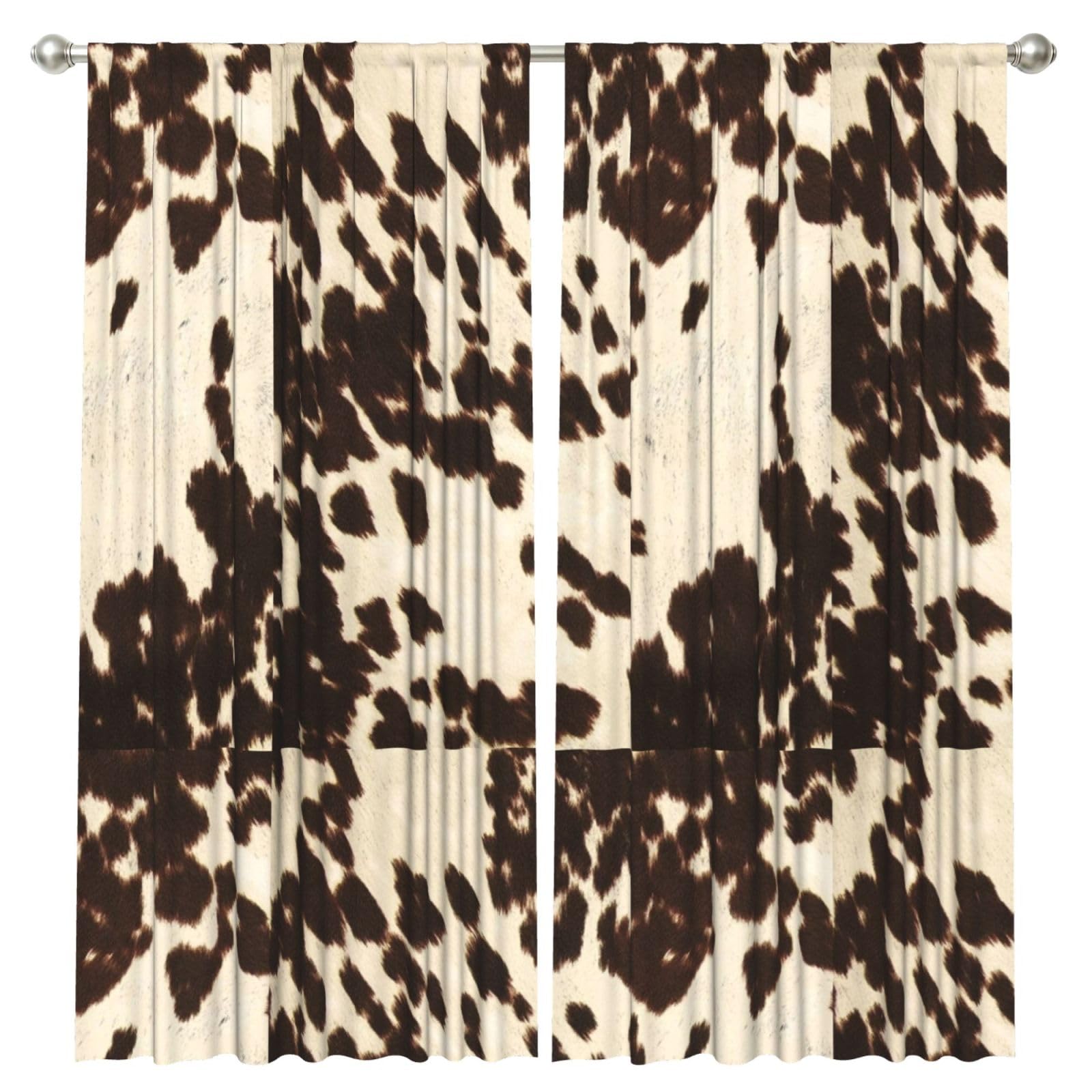 InOmak Brown Cowhide, 2 Panels Window Curtains 52 x 84 Inch Blackout Curtains for Living Room Bedroom