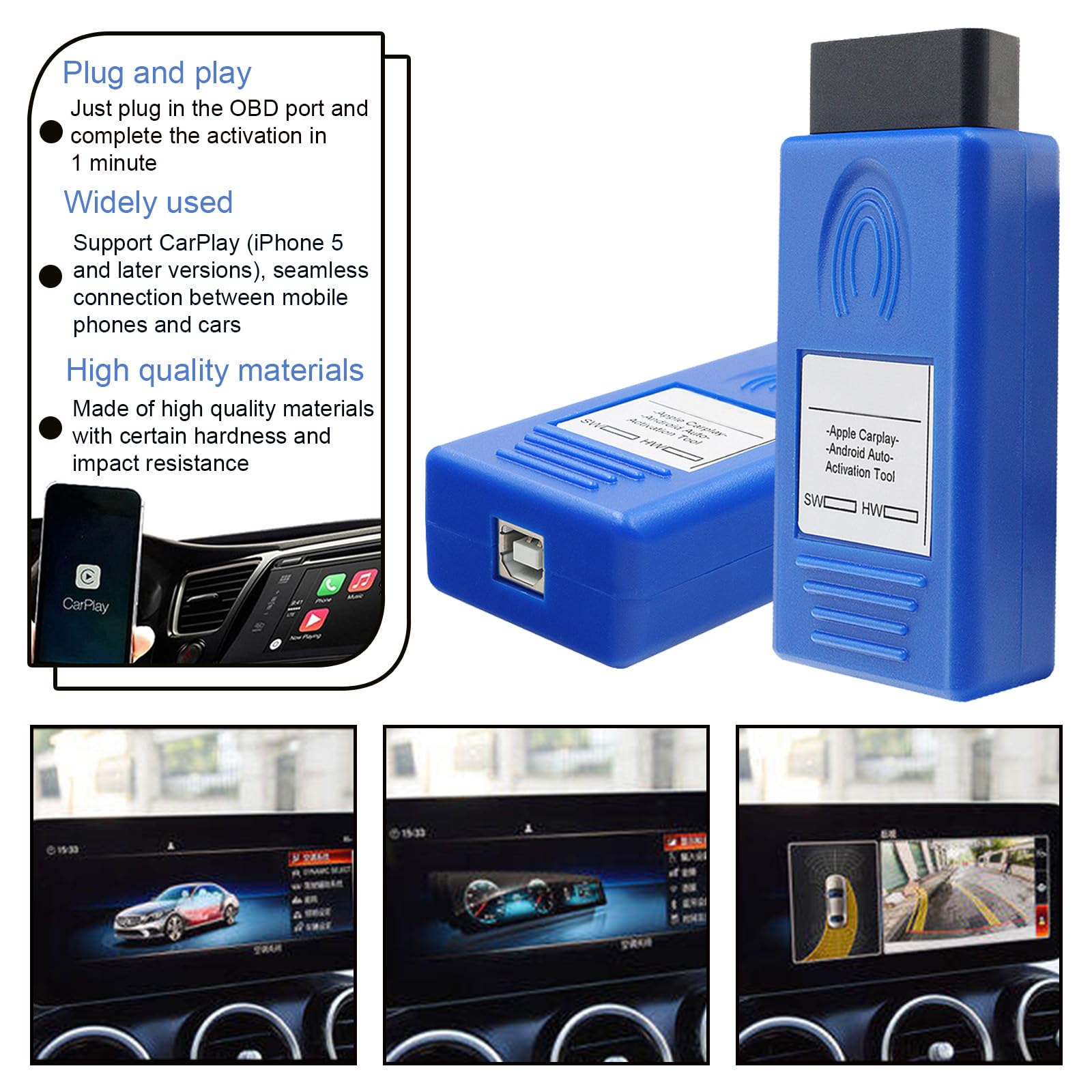 Narzędzie do aktywacji samochodu, aktywator OBD, kompatybilne z CarPlay i Android Auto, pasuje do NTG5S1 A/B/CLA/GLA/GLE/CLS