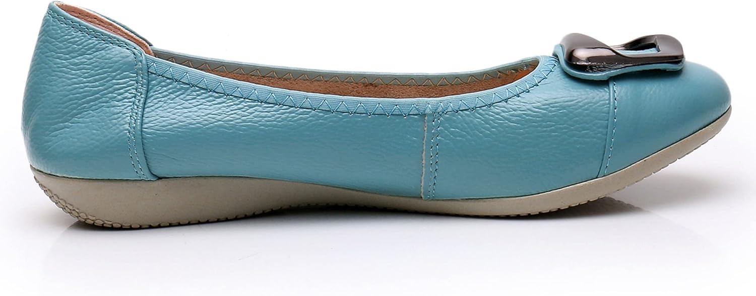 VenusCelia Women's Buckle Dance Flats Shoe 6 Aqua