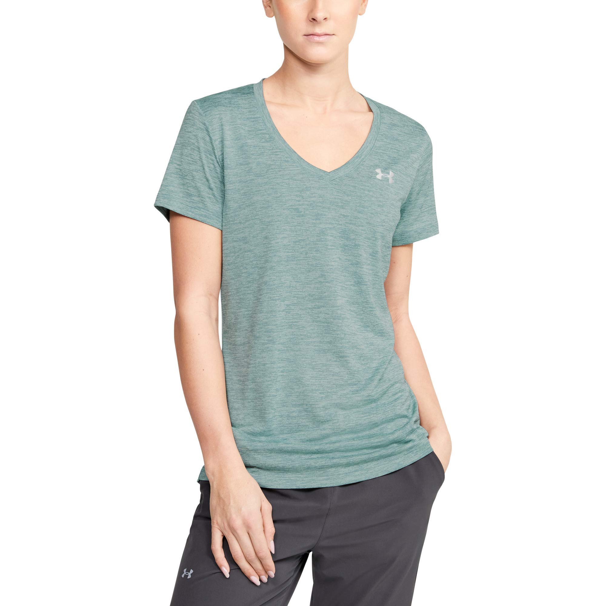 Under Armour Womens Tech V-Neck Twist Short-Sleeve T-Shirt