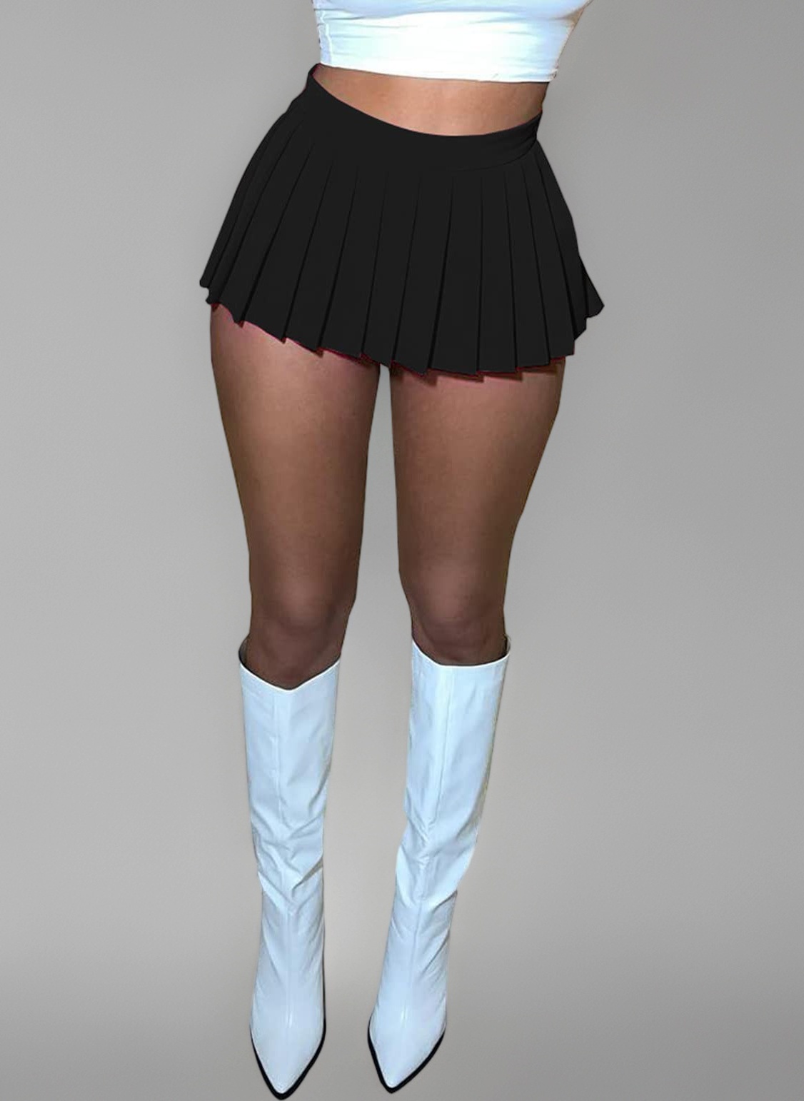 Mini Pleated Skirts for Women Sexy Black Mini Skirt with Slit Womens Girl Y2k Short Cargo Skirt Skater A-line Pleated Skirt