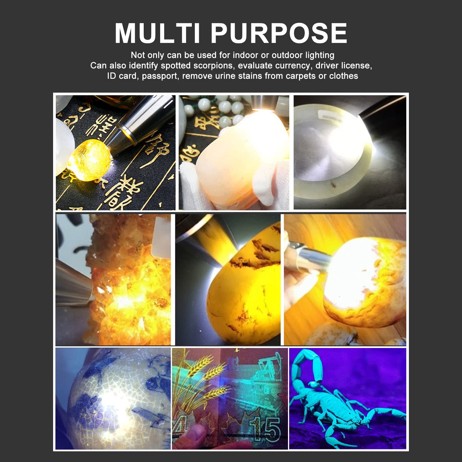 YOUTHINK Sturdy and Flashlight 3 Light Sources, Portable Jewelry Identification, Long Lasting Battery, Multipurpose