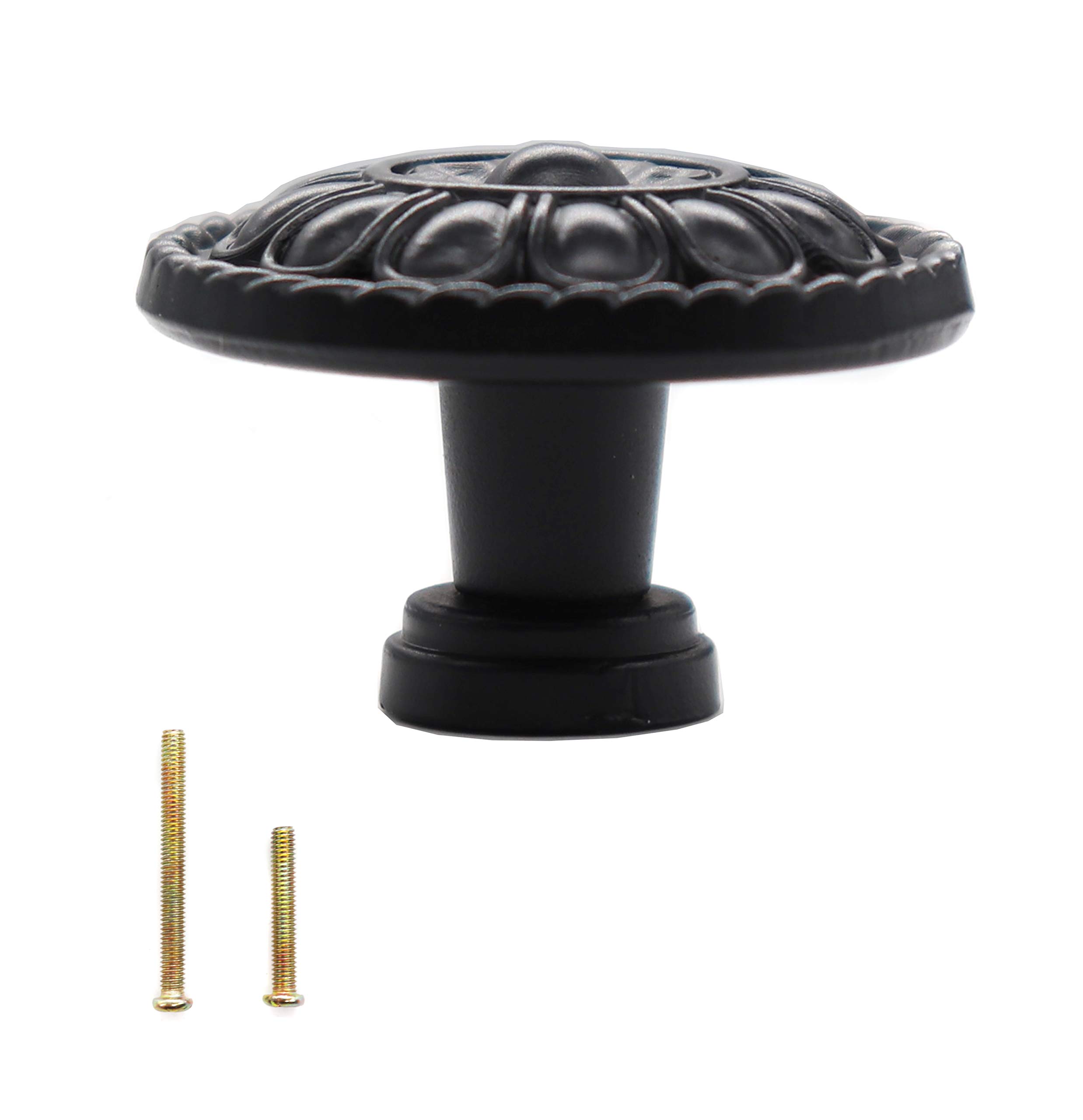 binifiMux 8-Pack 1.25" Black Vintage Drawer Dresser Dangle Knobs Pulls for Cabinet Drawer, Single Hole