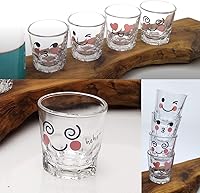 Vista 8 de LENITH ] Juego de vasos de chupito coreanos Soju, 1.7 onzas, vidrio transparente con carácter, vidrio en forma de corazón para whisky, tequila