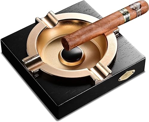 Cenicero de cigarros clásico de metal con madera para el hogar, oficina, bar, restaurante