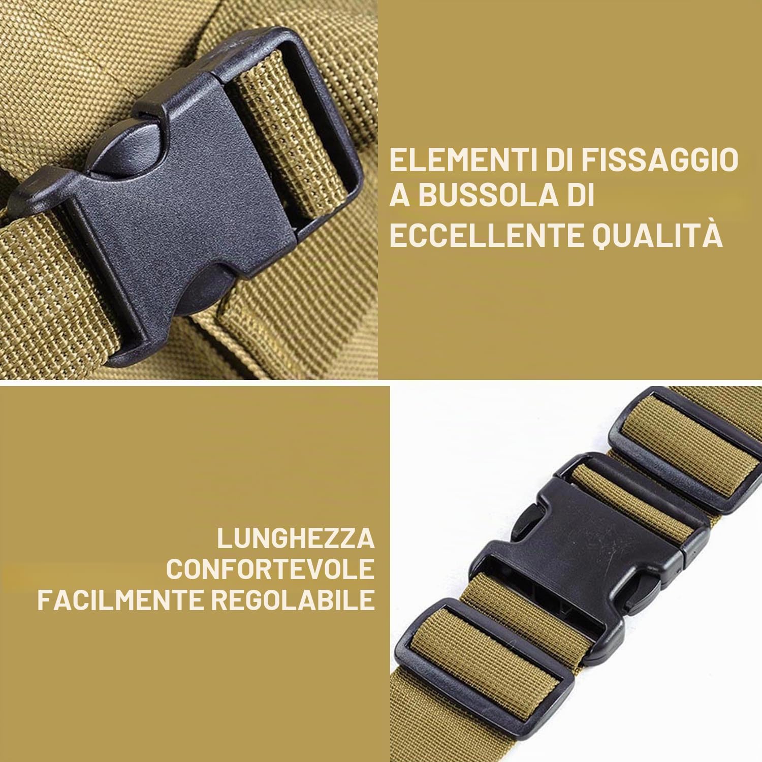 aiGear 55L Zaino Tattico Militare Grande Capacità Impermeabile Kaki | Militare Zaino, Borsone da Viaggio per Uomo/Donna, per Sport all'aperto Trekking Escursioni Pesca Palestra Camping