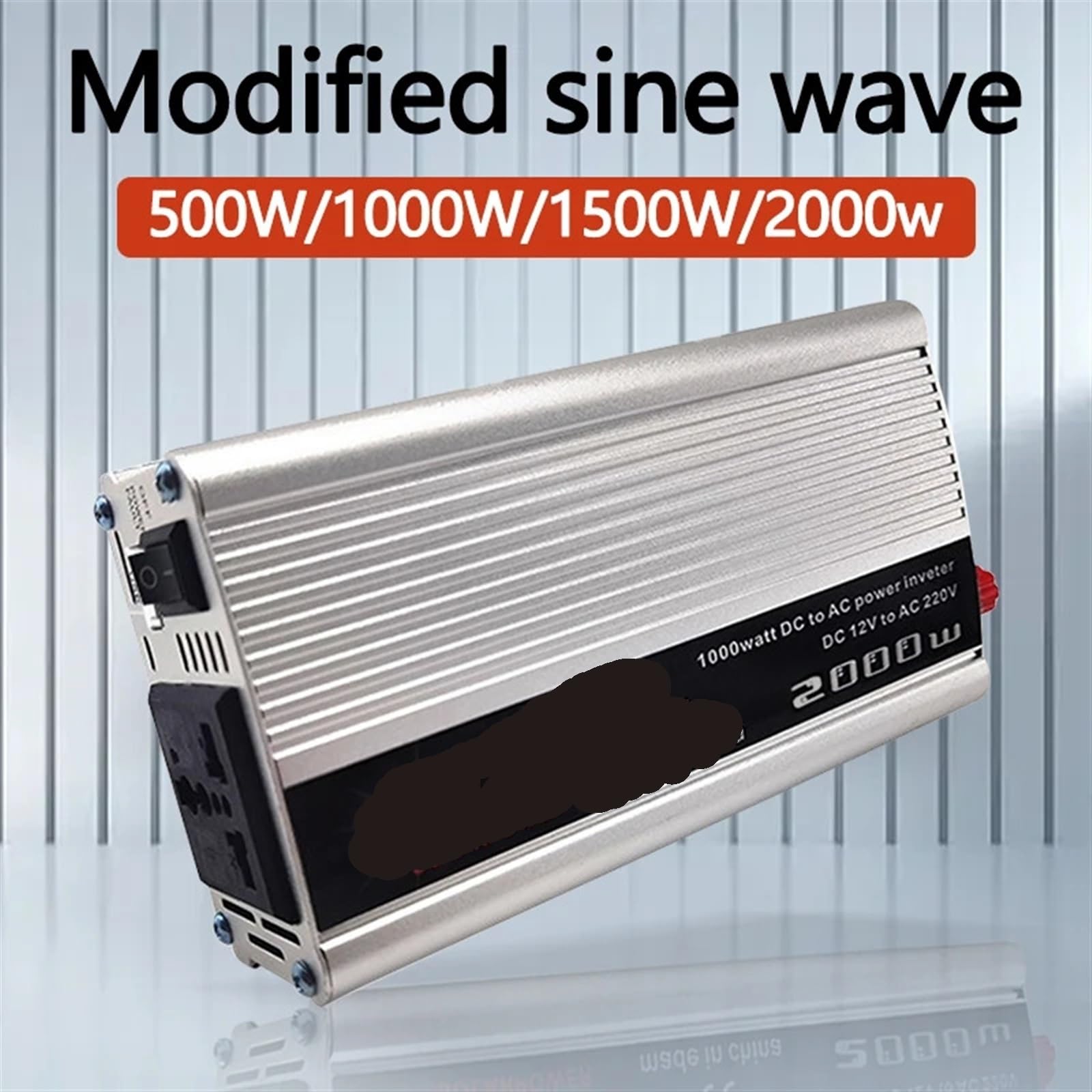 Falownik 12V V Modyfikowany falownik sinusoidalny 500W 1500W 2000W Gniazdo USB o dużej mocy Automatyczny inwerter Konwerter samochodowy,Stabilna konwersja mocy(2000W)