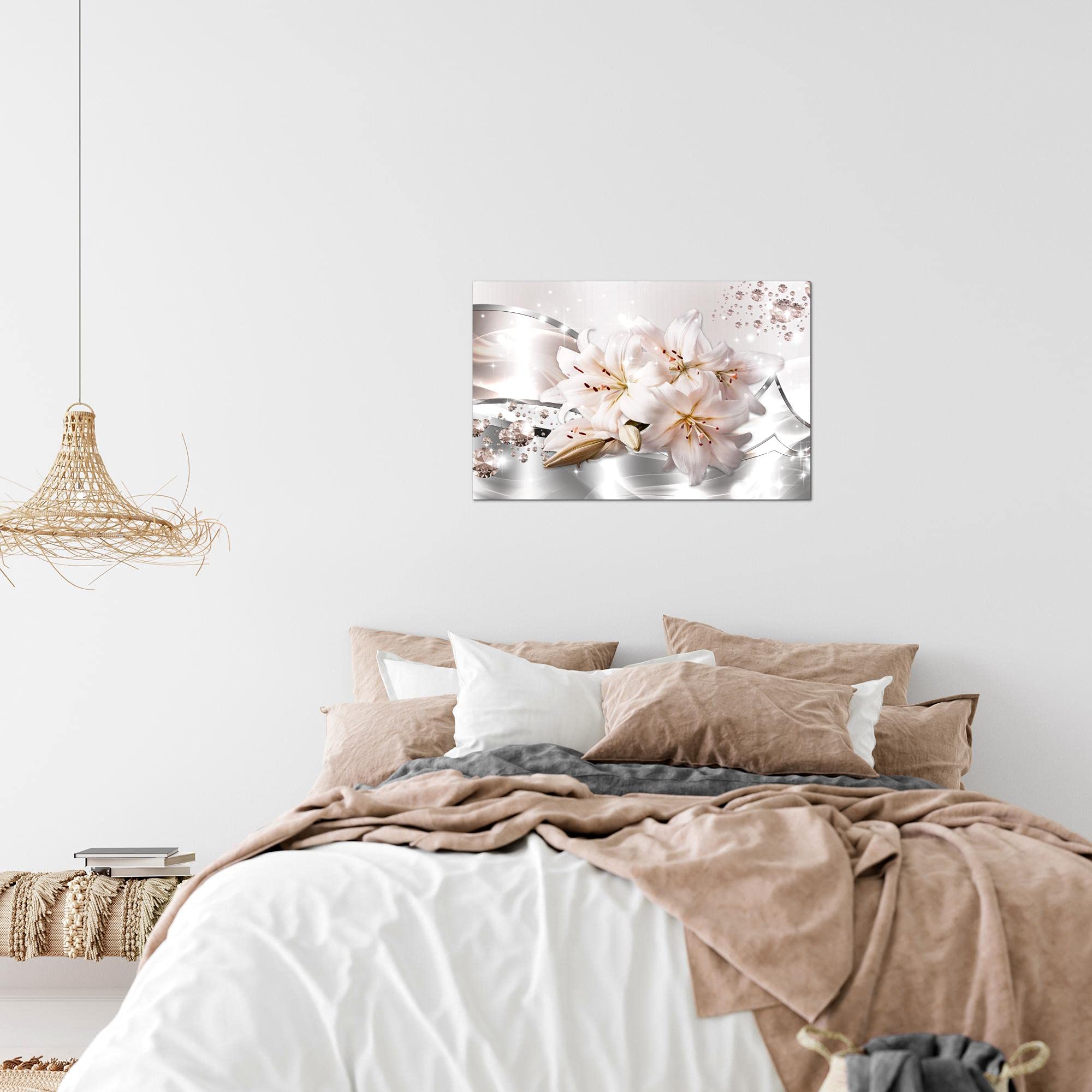 Runa Art Cuadro Flores Lirios Moderno Murales - 100% Made In Germany - Diamante Beige Gris Corredor 021815a