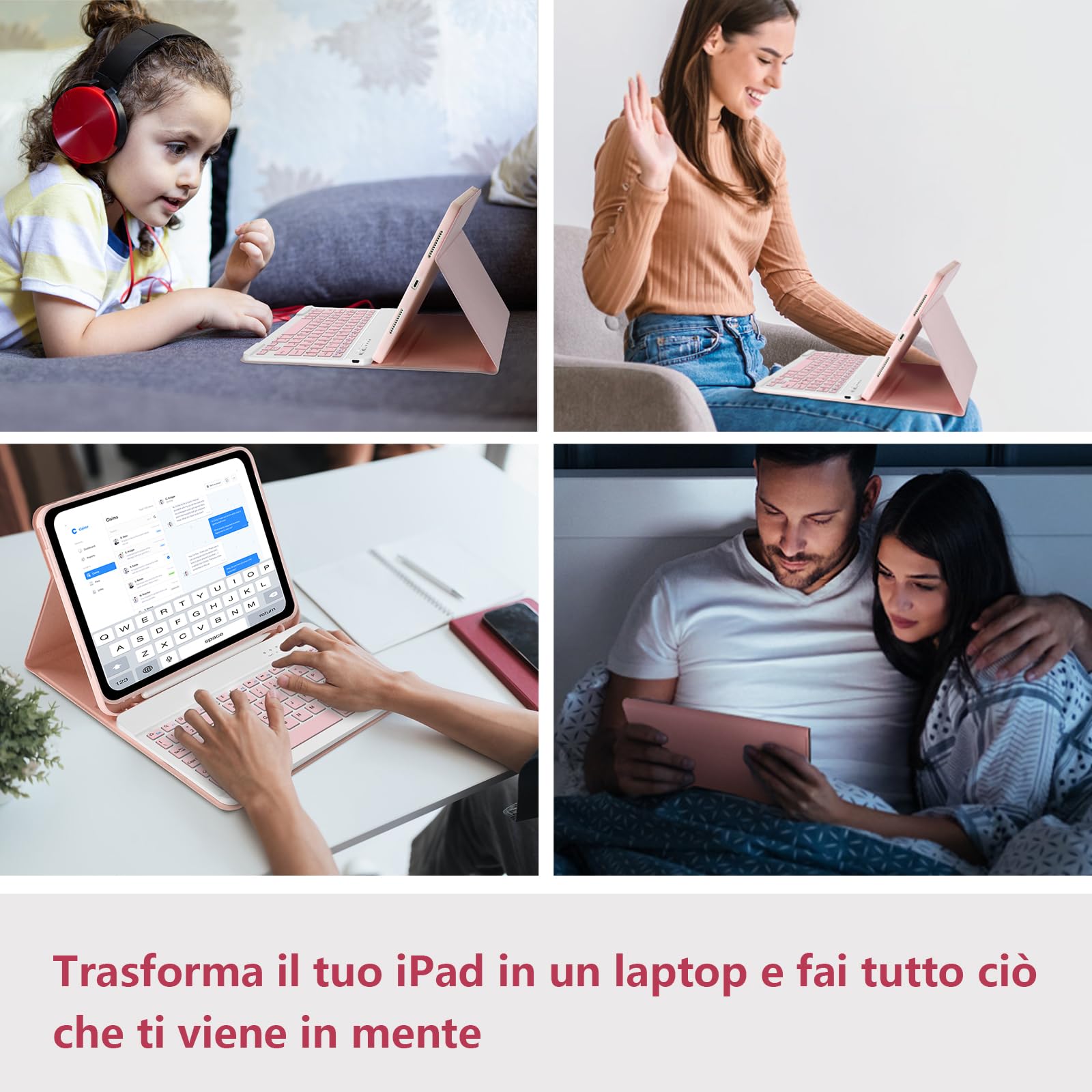 TQQ Cover iPad 10 Generazione con Tastiera/(A16) 11 Generation (11/10.9 pollici, 2025/2022), Italiano QWERTY Layout, Tastiera Bluetooth Staccabile Compatibile con iPad 11/10