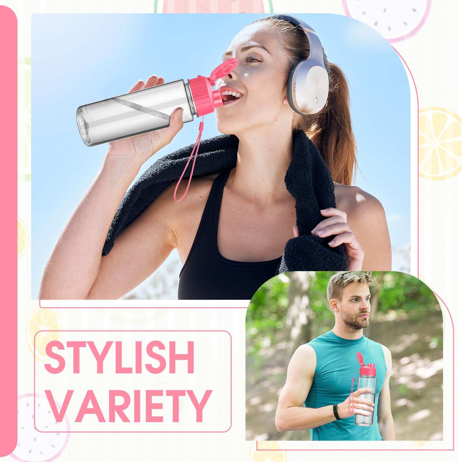 30x Sport-Wasserflaschen Mit Tragegriff – Auslaufsicher, 500 Ml, Transparent – Blau, Lila, Rot, Braun