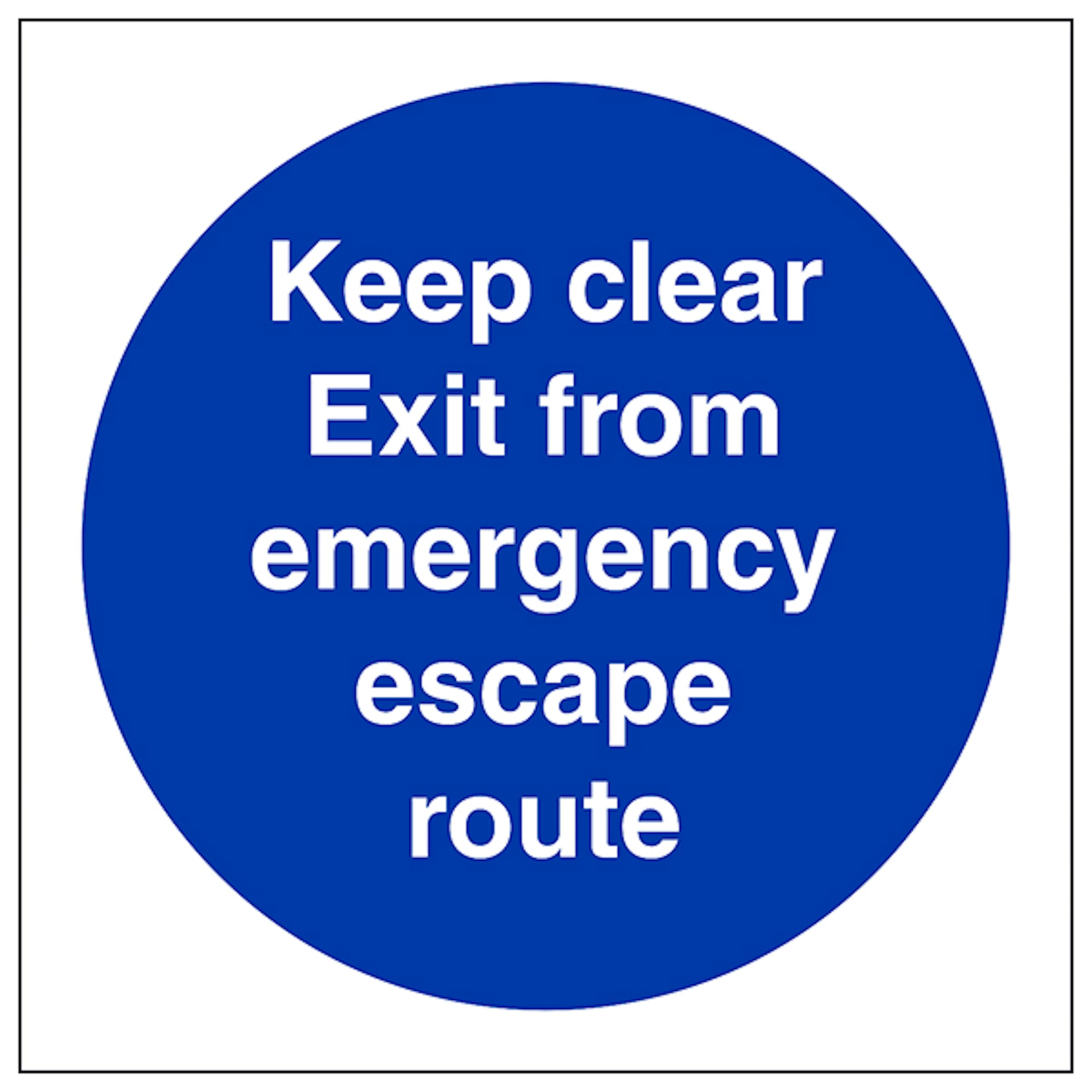 V Safety Keep Clear Exit Emergency Escape 150 x 150 mm - 2mm Rigid Plastic Safety Sign
