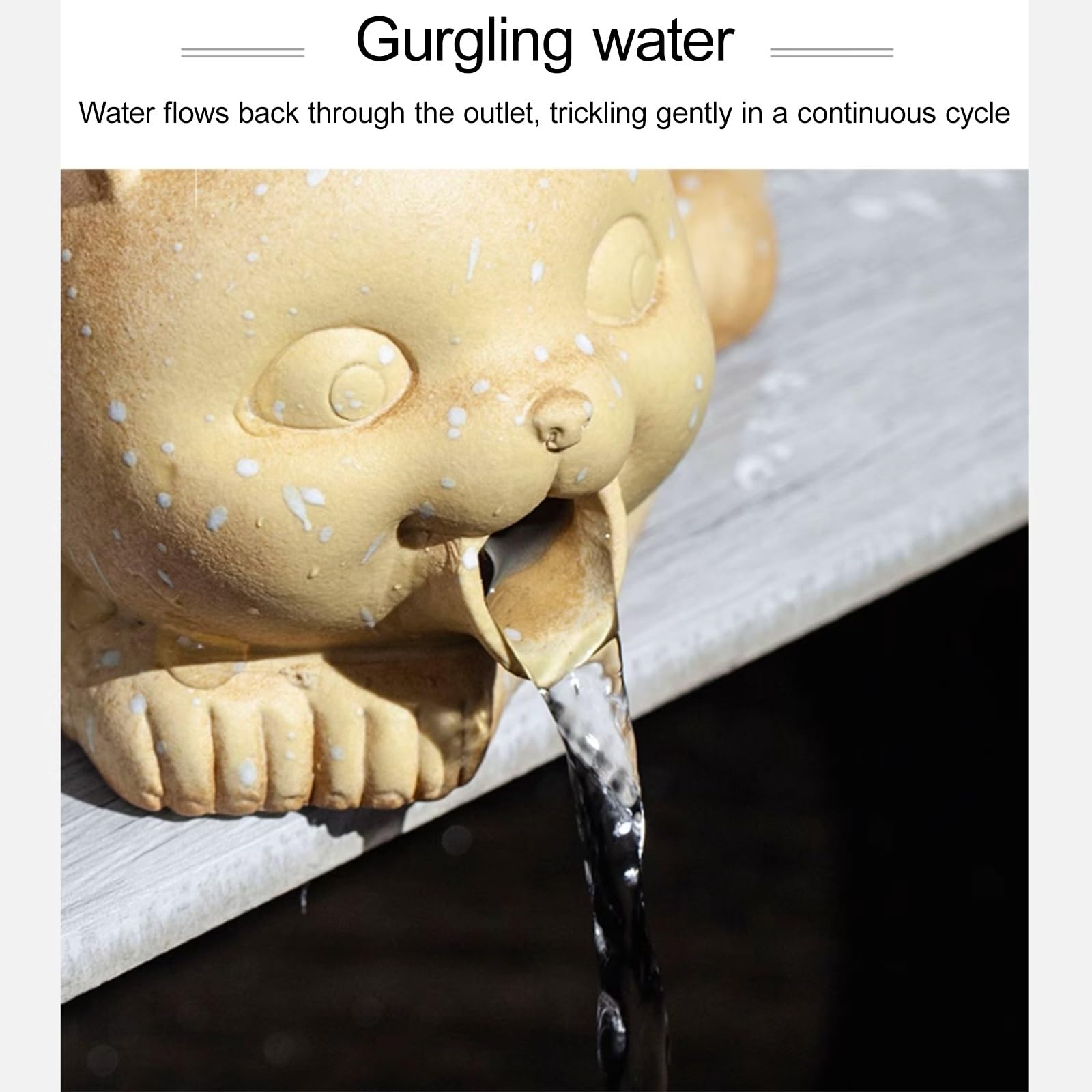 Cracheurs d'étang, Ornements D’Eau Qui Coule en Pot en Céramique, Sculpture d'animaux de Jardin, idéale pour Les Mini-étangs et fontaines de Jardin(Black)