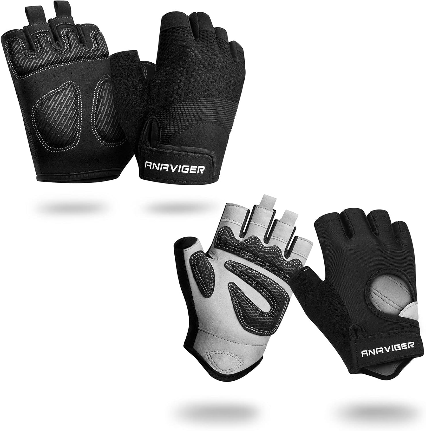 ANAVIGER Black Workout Gloves(L) and Grey Gym Gloves(L) : Sports & Outdoors