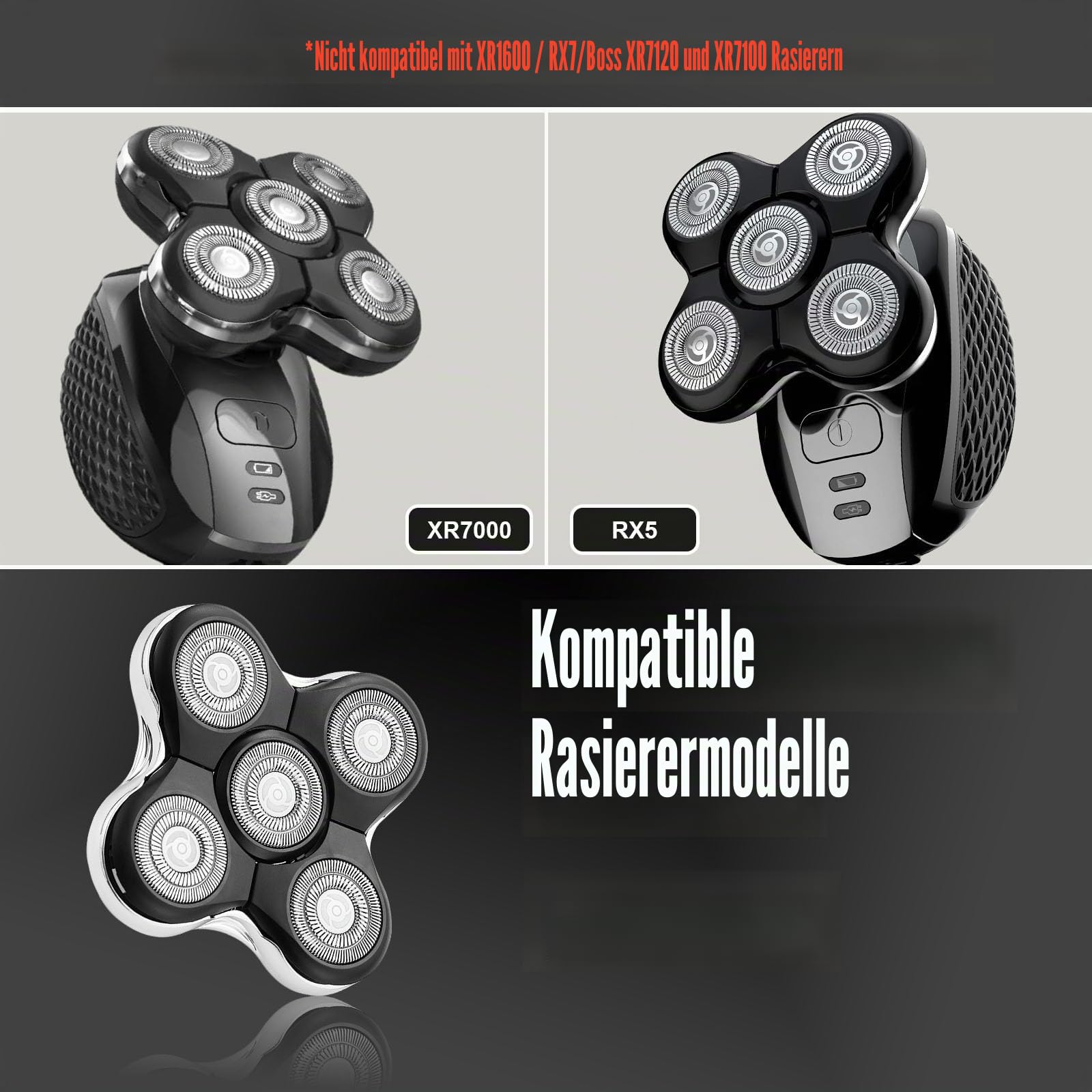 RX5 Ersatz-Scherköpfe für Remington Balder Pro XR1500, XR1501, RX5, 3 Stück