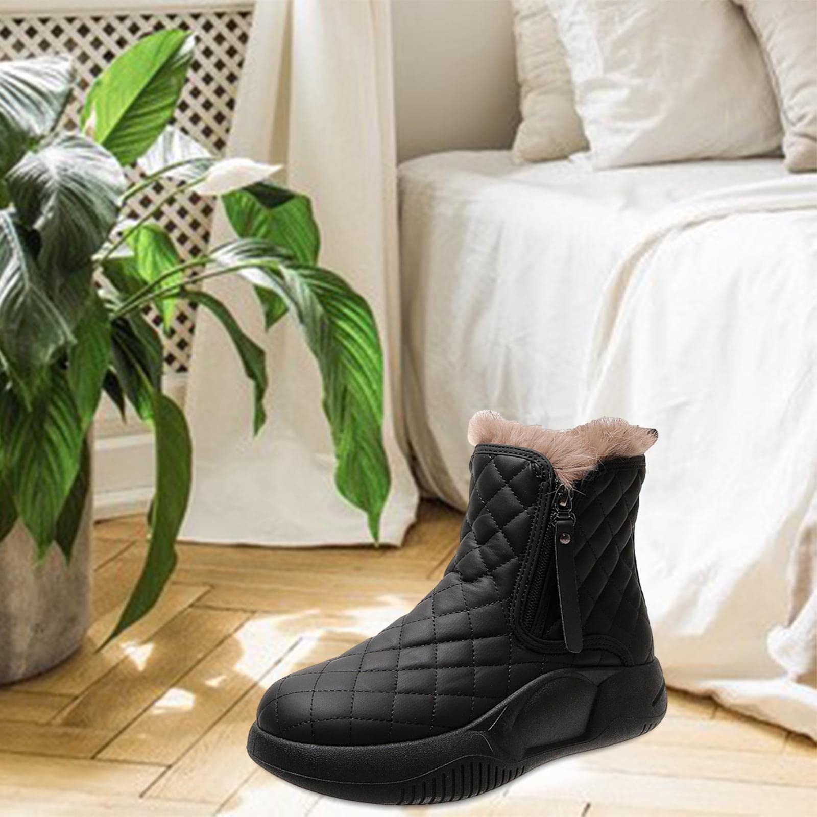 HEAVENGLOW Winter Snow Boots Warm Lined Short Boots Fashion for Trekking Hiker Winter 39 Black