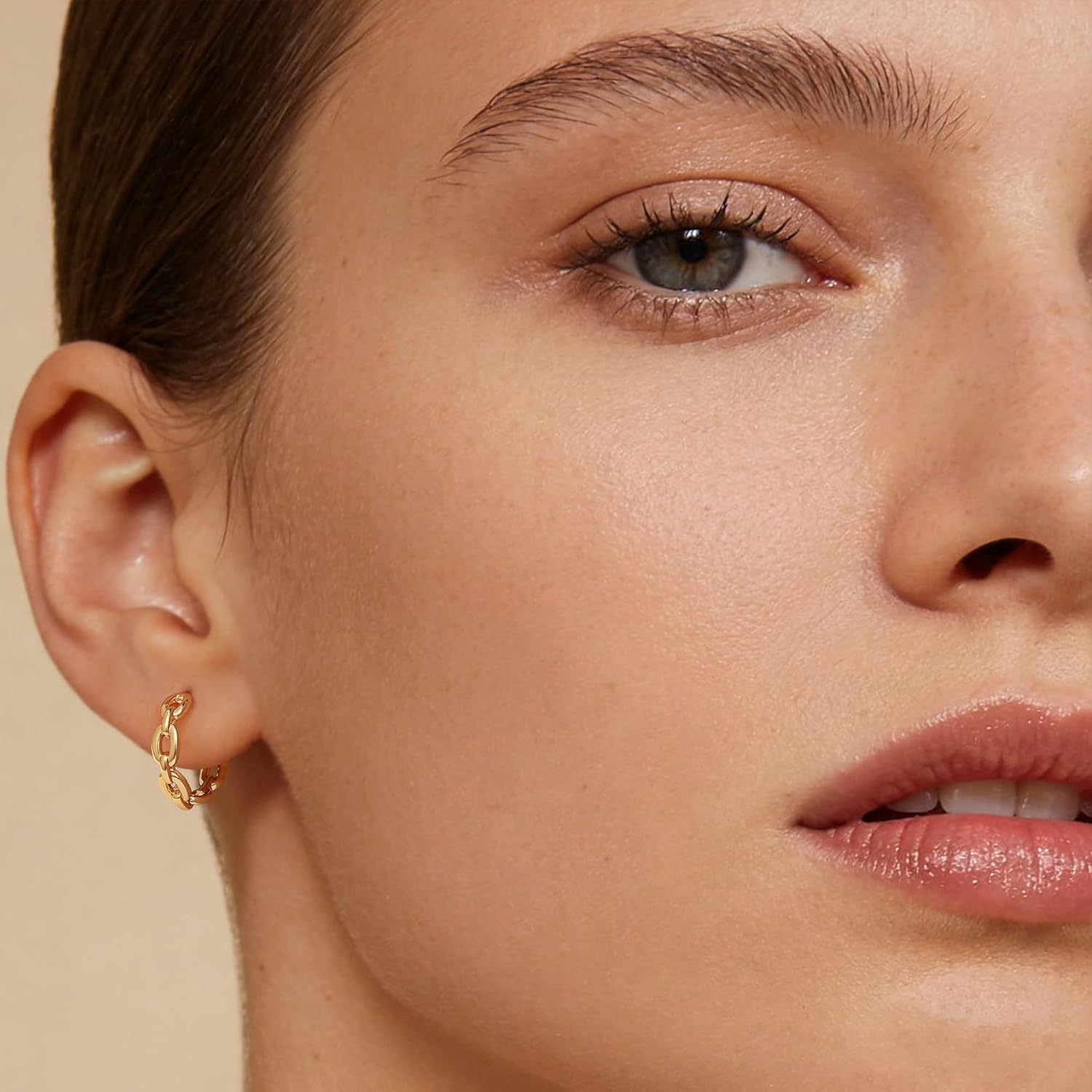 WEARON 14K Gold Plated Huggie Earrings for Women Personality Simplicity Twisted Chain Hoop Earrings Hypoallergenic Designer Ear Rings Fashion Jewelry Hollow Out Earrings - Image 2