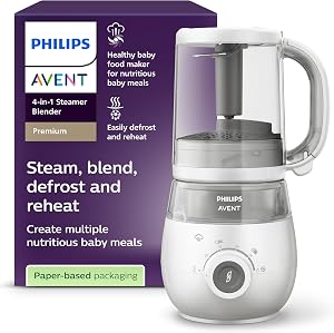 Philips Avent – Robot cuiseur vapeur-mixeur 4 en 1 pour bébé, cuisez à la vapeur, mixez, décongelez, réchauffez, passe au lave-vaisselle, modèle SCF883/01