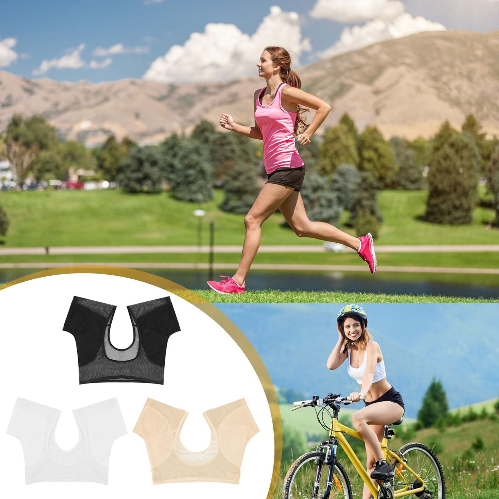 Lot de 3 coussinets pour aisselles pour femme, gilet absorbant la transpiration, noir, blanc, beige, L