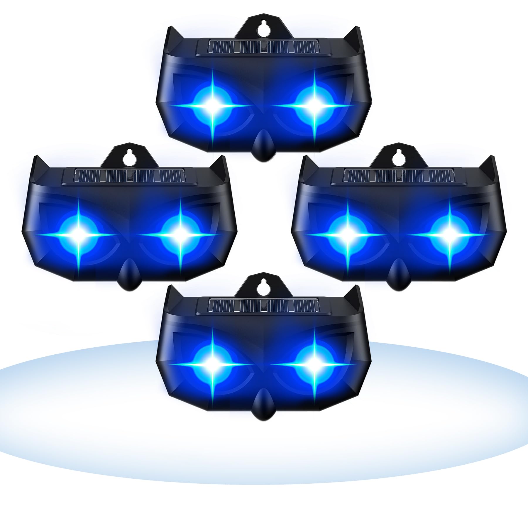 Solar Nocturnal Animal Repeller with Flashing Light, Effective Coyote Deterrent for Yard, Farm & Garden, Raccoon Repellent Outdoor - Predator Light for Cat, Deer, Skunk (4P Black)