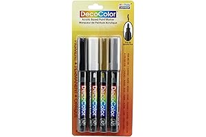 DecoColor Fine Tip Paint Marker Pens - Black, White, Gold and Silver