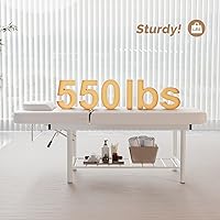 Vista 5 de OmySalon Cama de masaje profesional Esteticista Cama con reposacabezas extraíble (blanco)