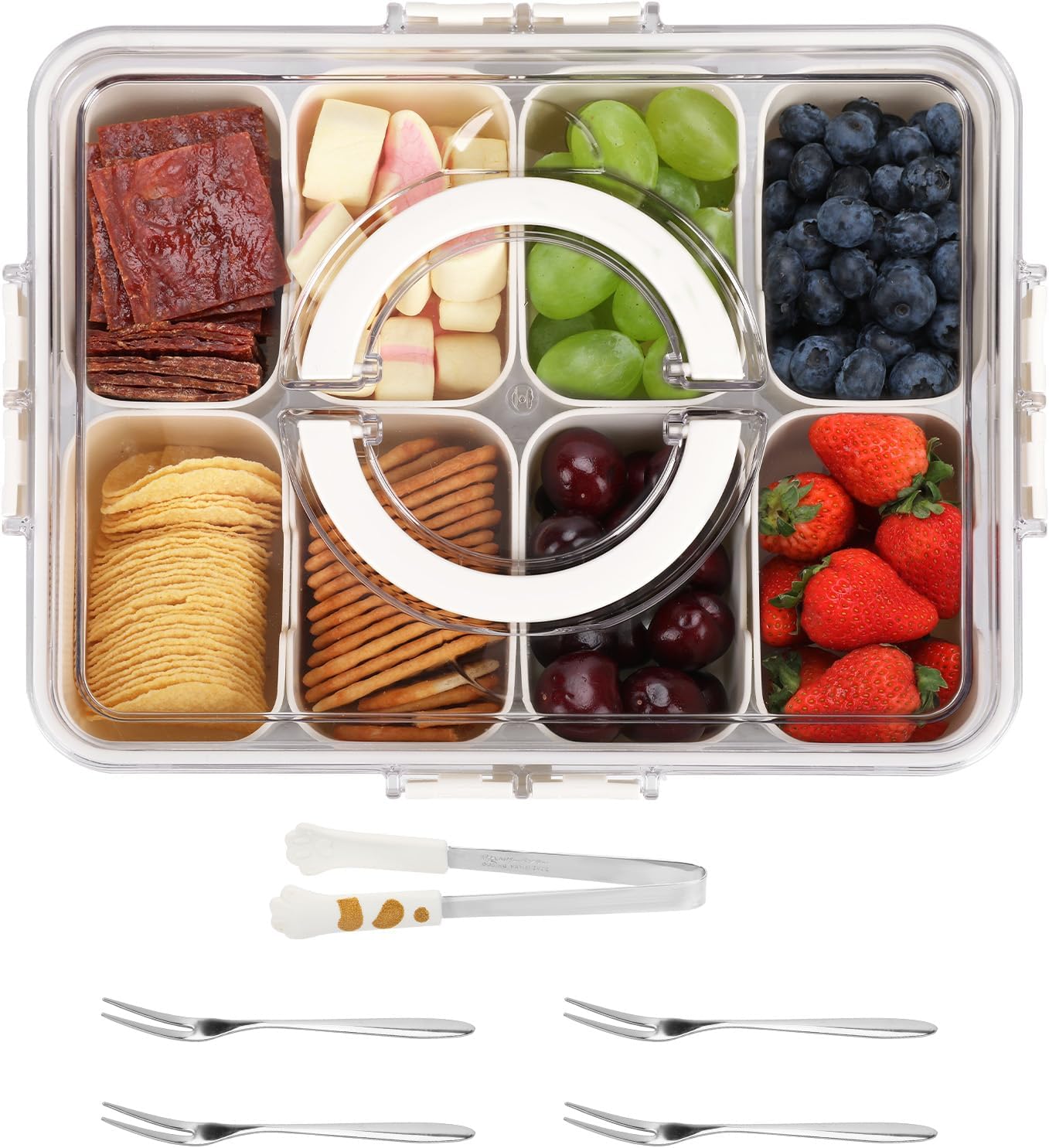 Amazon.com | HOUJIP Snack Box Container, Divided Serving Tray with Lid ...