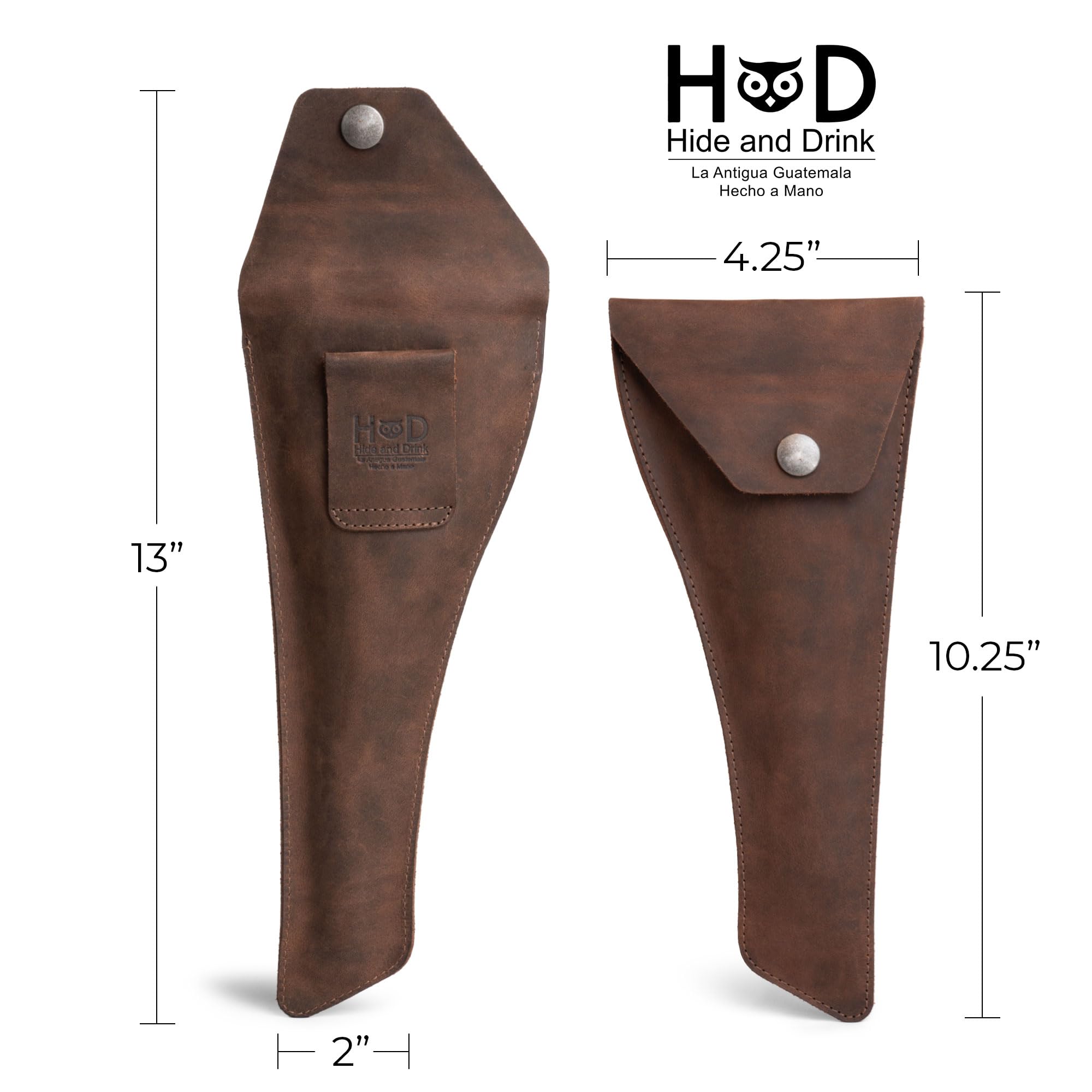 Hide & Drink, Manchon pour pied à coulisse - Étui à outils de mesure fait à la main en cuir pleine fleur - Marron bourbon
