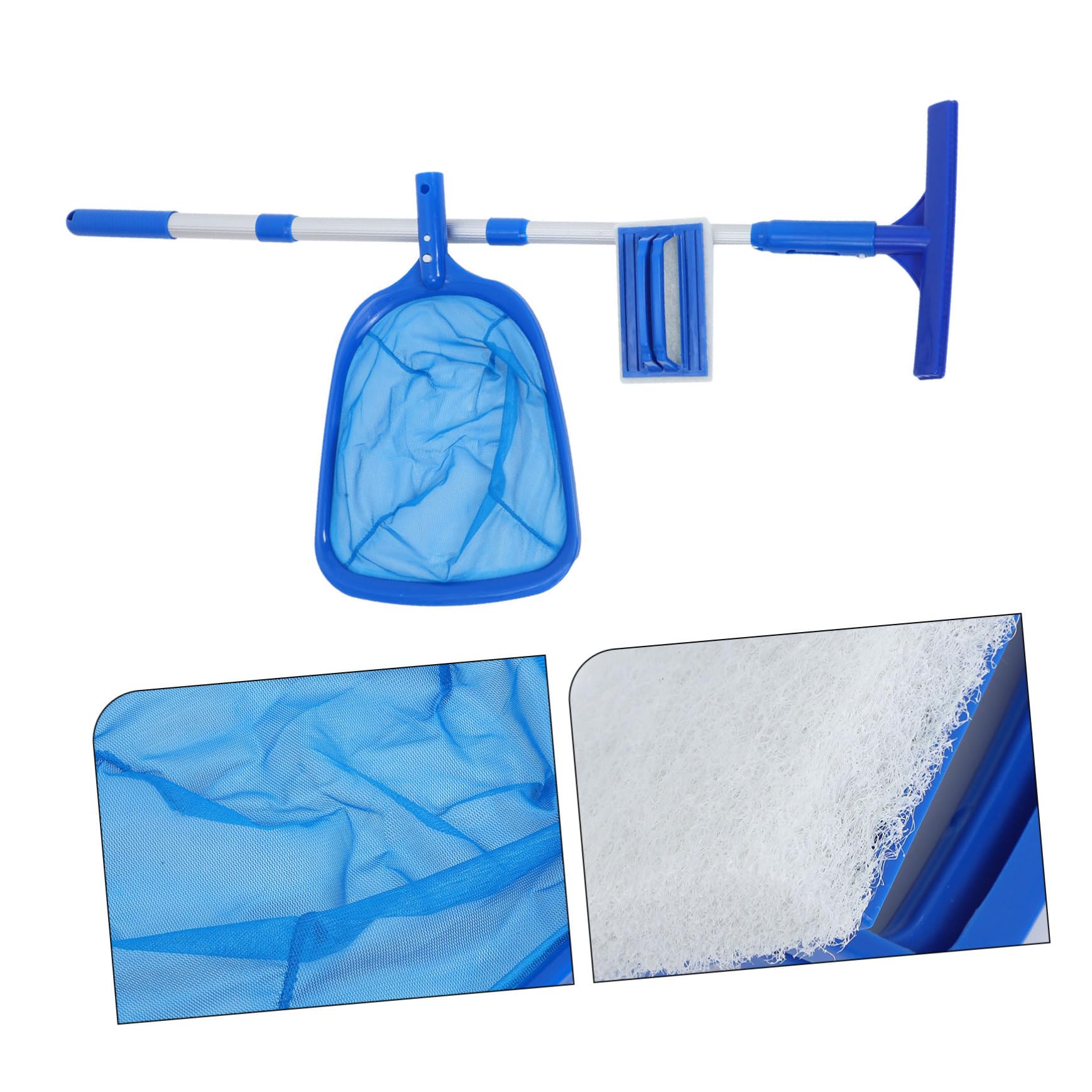 ORFOFE Bodensauger Pool Skimmer mit Teleskop Poolstange Vielseitige Schwimmausrüstung aus Aluminiumlegierung und Nylon für Umfassende Poolreinigung in Privaten und Öffentlichen