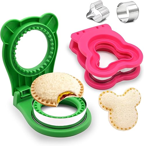 Vortika Cortador y sellador de sándwiches, 2 piezas para hacer cortinas, divertido sellador de cortador en forma de sándwich, ideal para lonchera y