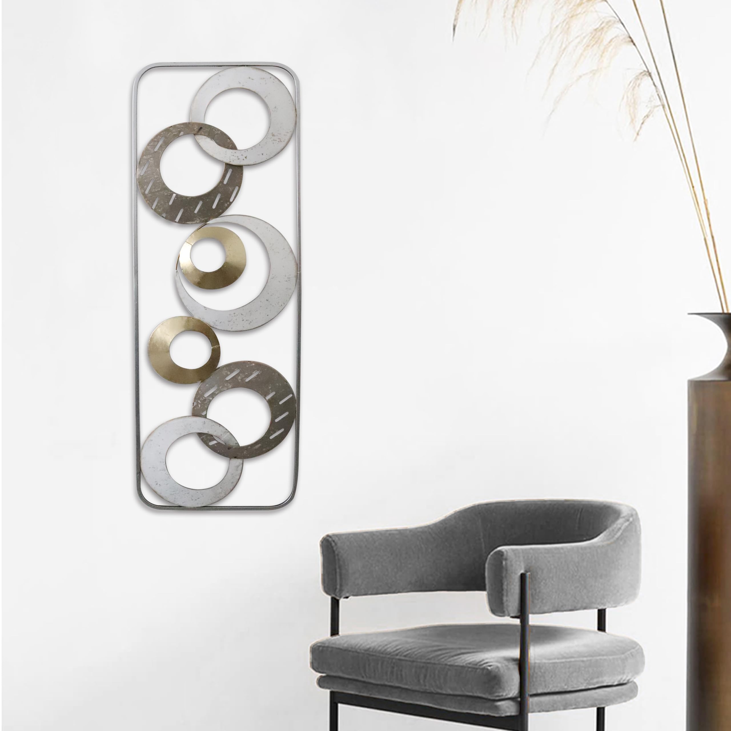 Kobolo Wandbild KIANO Metallbild mit 3D-Effekt silber 31x3x90 cm Braun