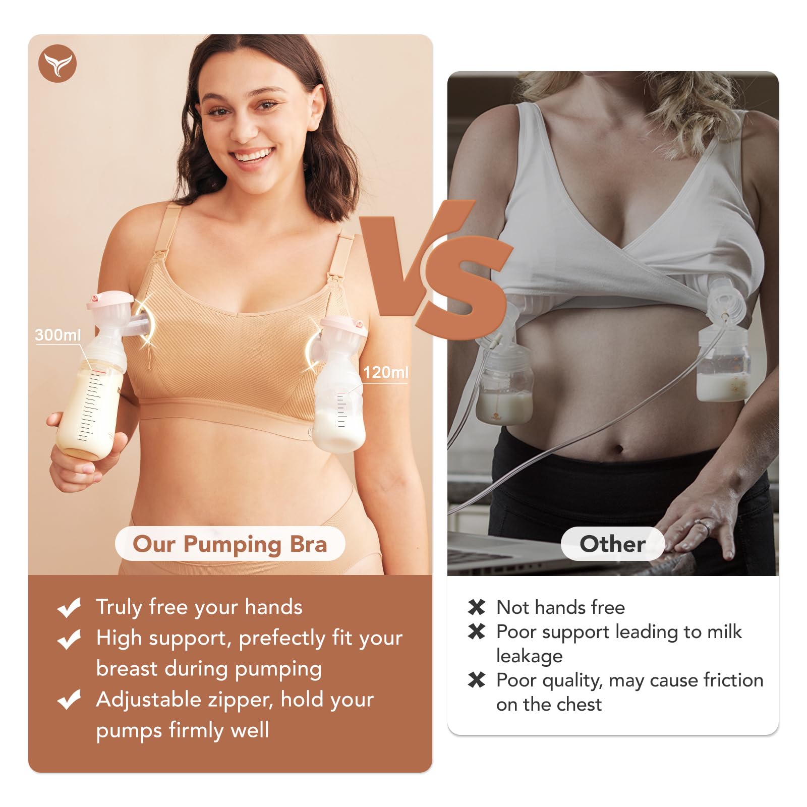 HOFISH Reggiseno di pompaggio a mani libere reggiseno sportivo da donna senza cuciture imbottito per allattamento maternità reggiseno per gravidanza/allattamento al seno/allenamento S-2XL
