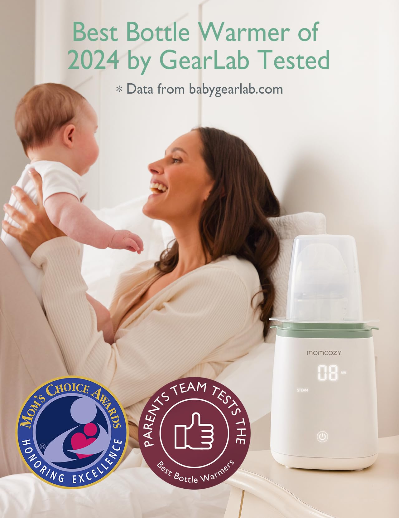 Momcozy Scaldabiberon, Scaldalatte Veloce per Neonati con Controllo Accurato della Temperatura e Spegnimento Automatico, Scaldabiberon Multifunzione per Latte Materno