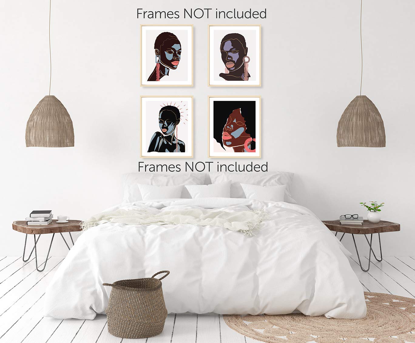 Designs by Maria Set of 4 Abstract Beautiful Black Woman Posters 8x10