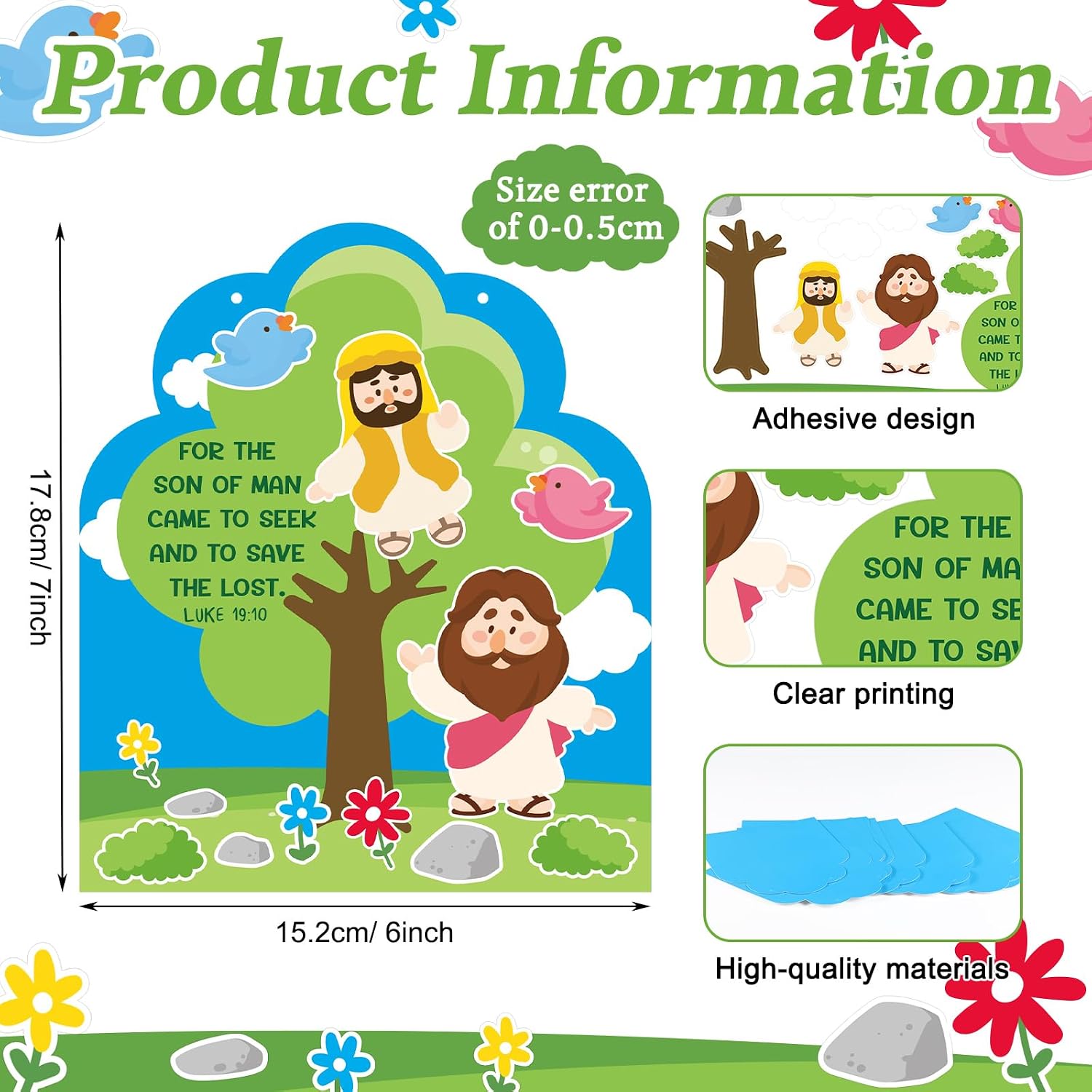 Motipuns 24 Sets Zacchaeus Craft Kit DIY VBS 2026 Christian Crafts for Kids Vacation Bible School Crafts for Classroom Sunday School Church Activities Camping Party Favors