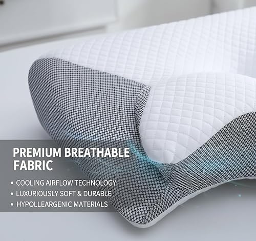 Miniatura 8 de Almohada para la apnea del sueño, almohada con tecnología de alivio, almohadas cervicales de espuma viscoelástica de primera calidad para aliviar el