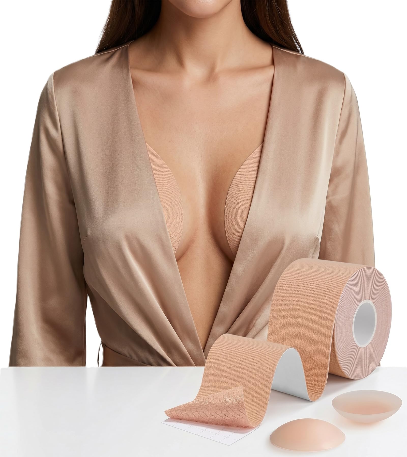 Breast Lift Tape for Contour Lift & Fashion | Boobytape Bra Alternative of Breasts | Body Tape for Lift & Push up in All Clothing Fabric Dress Types | Waterproof Sweat-proof Invisible Under Clothing.-image-18