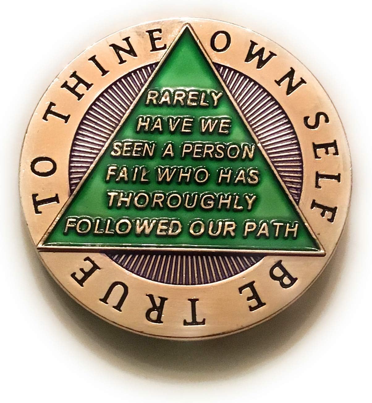 38 Year AA Medallion - Alcoholics Anonymous Green & Gold with Bill & Bob - Sobriety Chip, Token, Coin