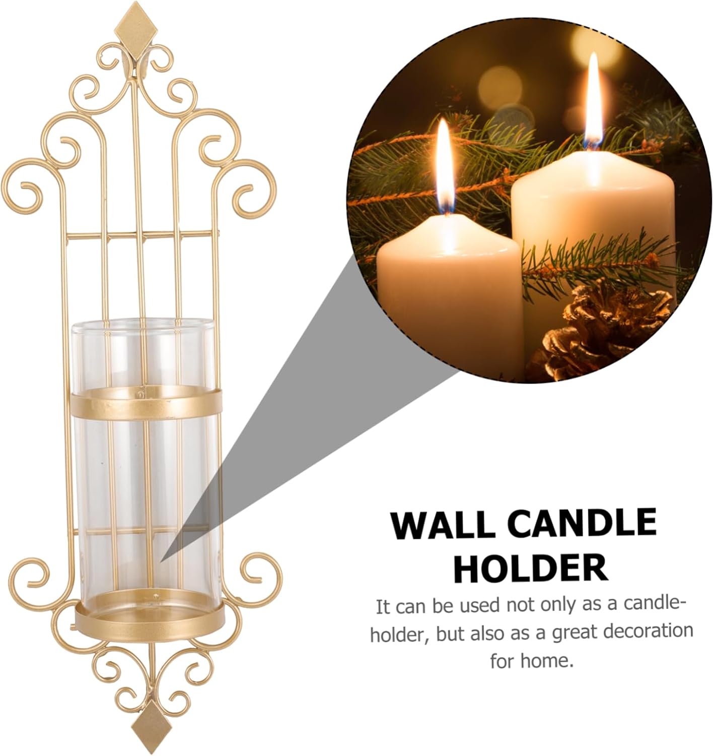 Rose Gold Wall Decor Candle Holders Hanging Wrought Iron Candle Stands for Living Room