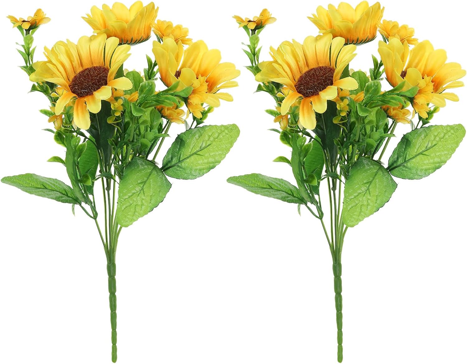 PATIKIL 7 Branch 13 Heads Artificial Silk Sunflowers with Stems, 8 Pack Fake Flowers Faux Decor Bouquet for Wedding Home Office Decoration, Light Orange
