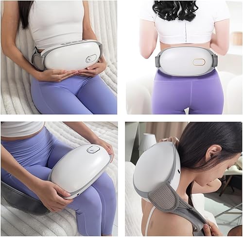 Miniatura 6 de Cinturón de masaje abdominal inalámbrico, máquina de vibración adelgazante portátil con doble rotación y calefacción, 3 modos de masajeador de