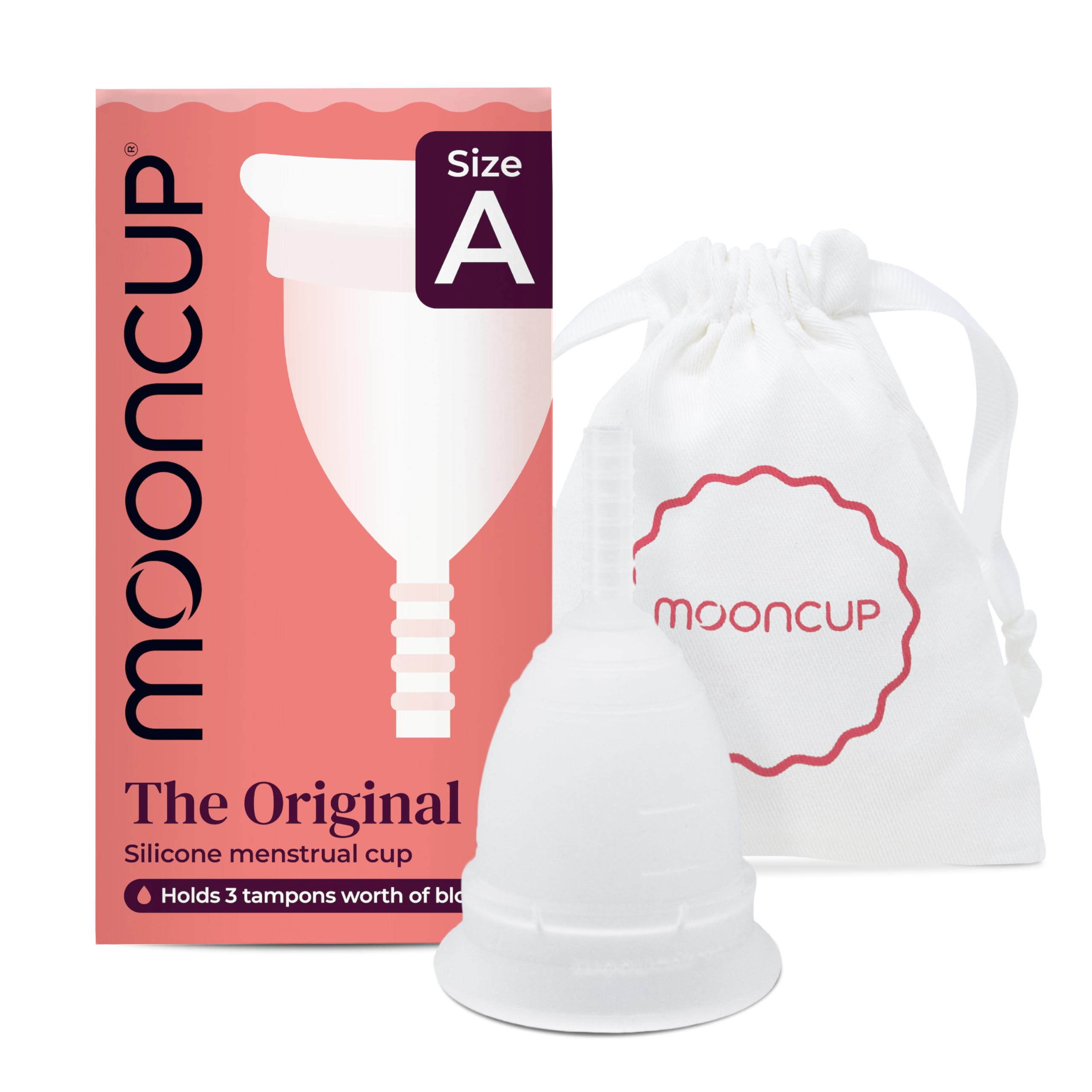 Mooncup® The Original Silicone Menstrual Cup, Reusable, Ultra Soft & Easy Insert, Great for Heavy Flow Periods, Size A, Age 30+ or Post Vaginal Birth (Pack of 1)