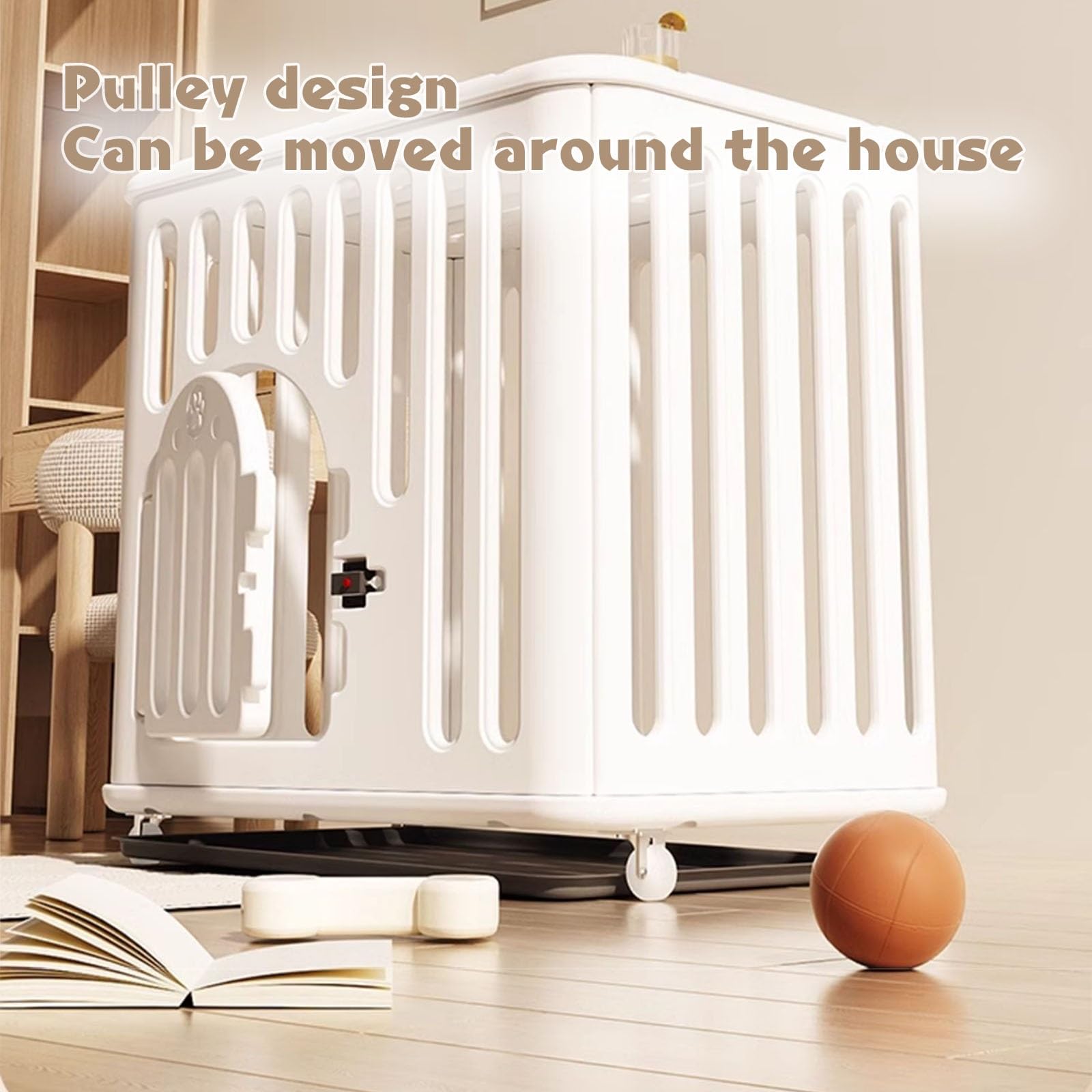 NEONMAN Cage pour Chien Cage Chien Cage Chien Interieur Caisse Chien Robuste en Plastique PE avec roulettes pour empêcher la Fuite Plateau en Plastique Facile à Installer(Blanc,XS)