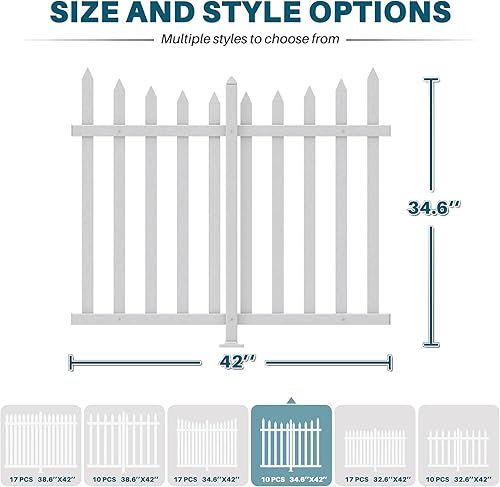 Miniatura 3 de Coarbor 1 juego de valla de vinilo de 84 x 36 pulgadas, valla decorativa de PVC blanco para patio, patio al aire libre, barrera para mascotas, valla