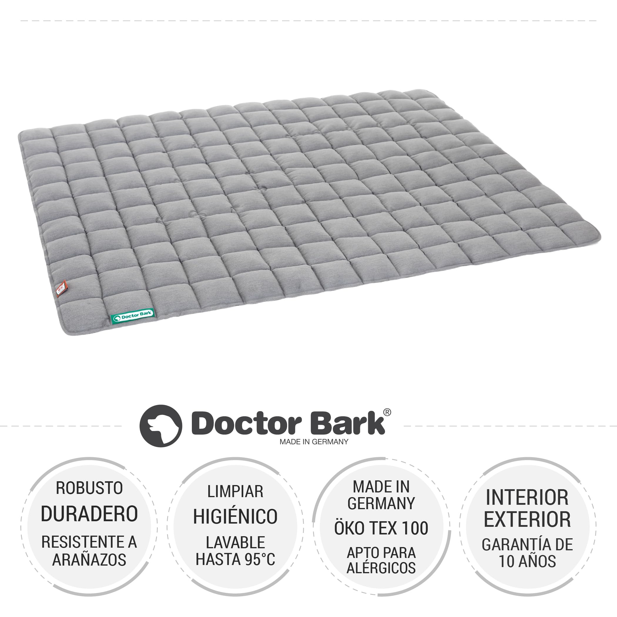 Doctor Bark Manta, Perros Grandes/hundematte, Gris Claro, para alérgicos, antiarañazos, Transpirable, Estable, Resistente, Apto para Lavadora y Secadora. – Lavable a 95 °C – Tamaño a Elegir