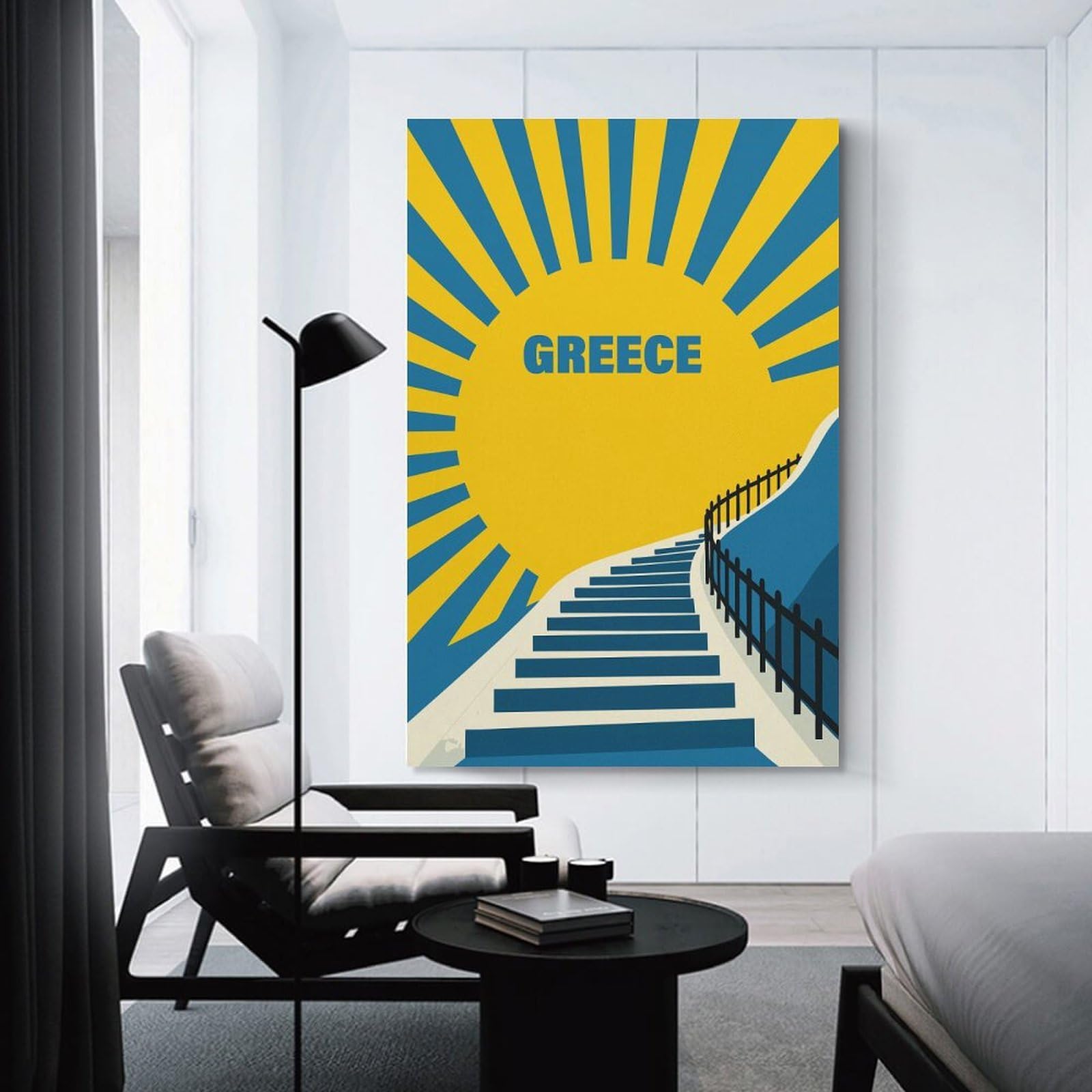 Junmoney Greece Travel Decorative Canvas Print 20x30inch(50x75cm), for Hallway, Bedroom Or Modern Interiors, Home Decor Gift with Stylish Appeal